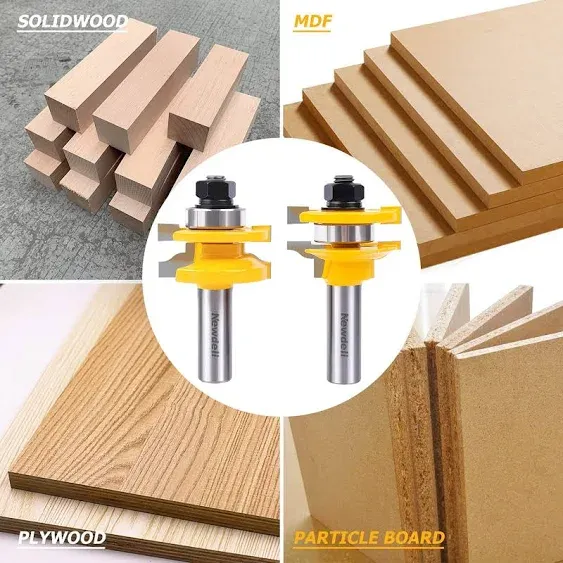 Large Ogee Rail and Stile Router Bit Set 1/2-Inch Shank,Newdeli Cabinet Door Rail and Stile Router Bits Set 2 Bit Ogee with 3/8 Inch Cutting Depth, Up to 1-Inch Stock