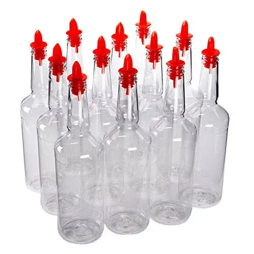 BestConcessions Dozen 12 Plastic Long Neck Bottles with Pourer