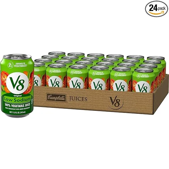 V8 Low Sodium Original 100% Vegetable Juice, 11.5 fl oz Can (24 Pack)