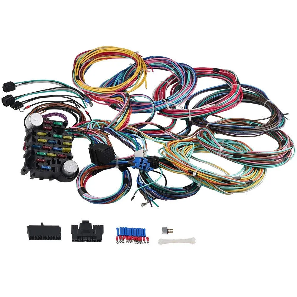 WMPHE 21 Circuit Wiring Harness Kit, Universal Extra Long Wire Harness, Compa...