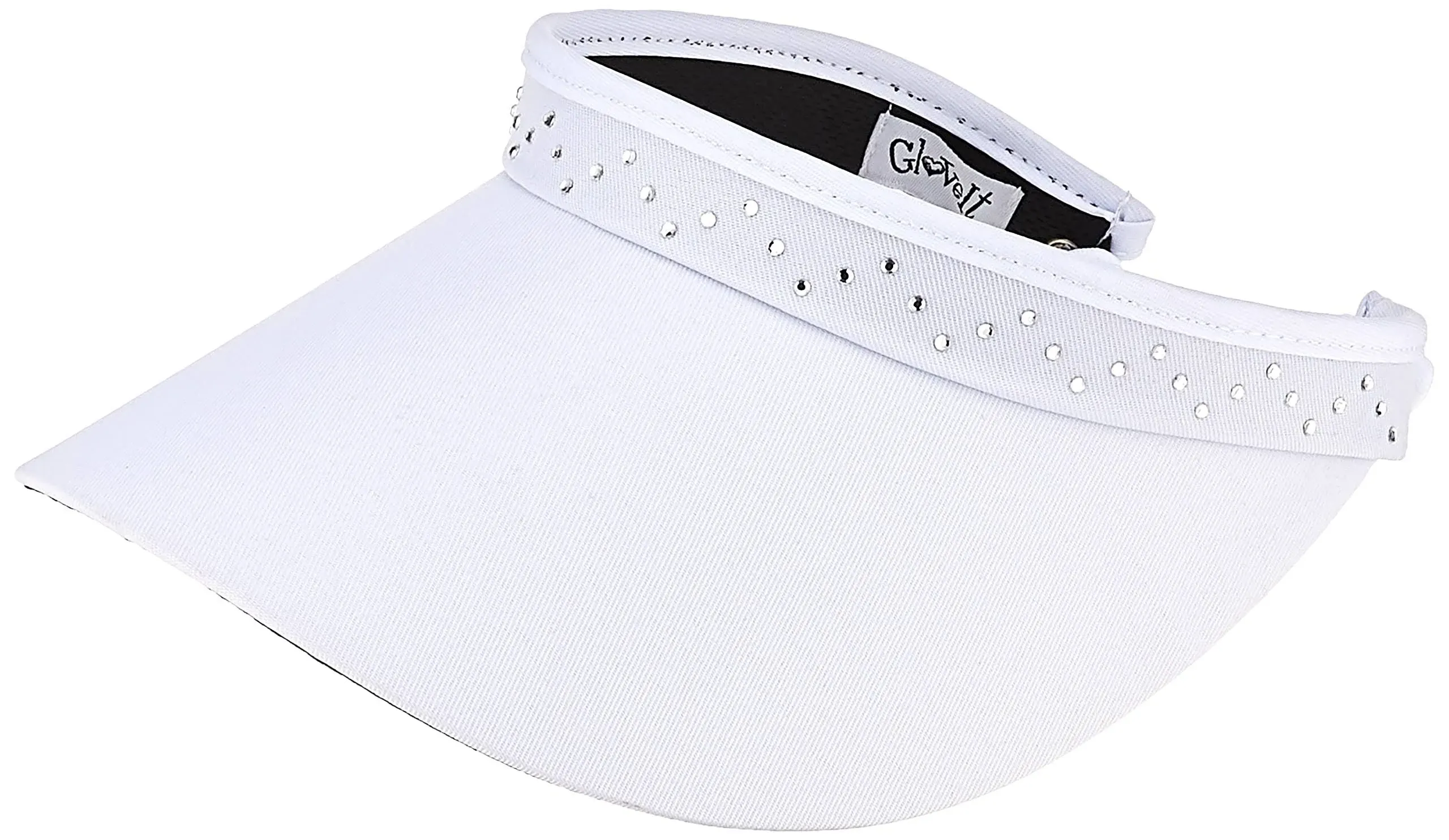 Glove It "Bling" Solid Collection Large 4" Brim Coil Back Visor-White, Grey, Pink, or Black!