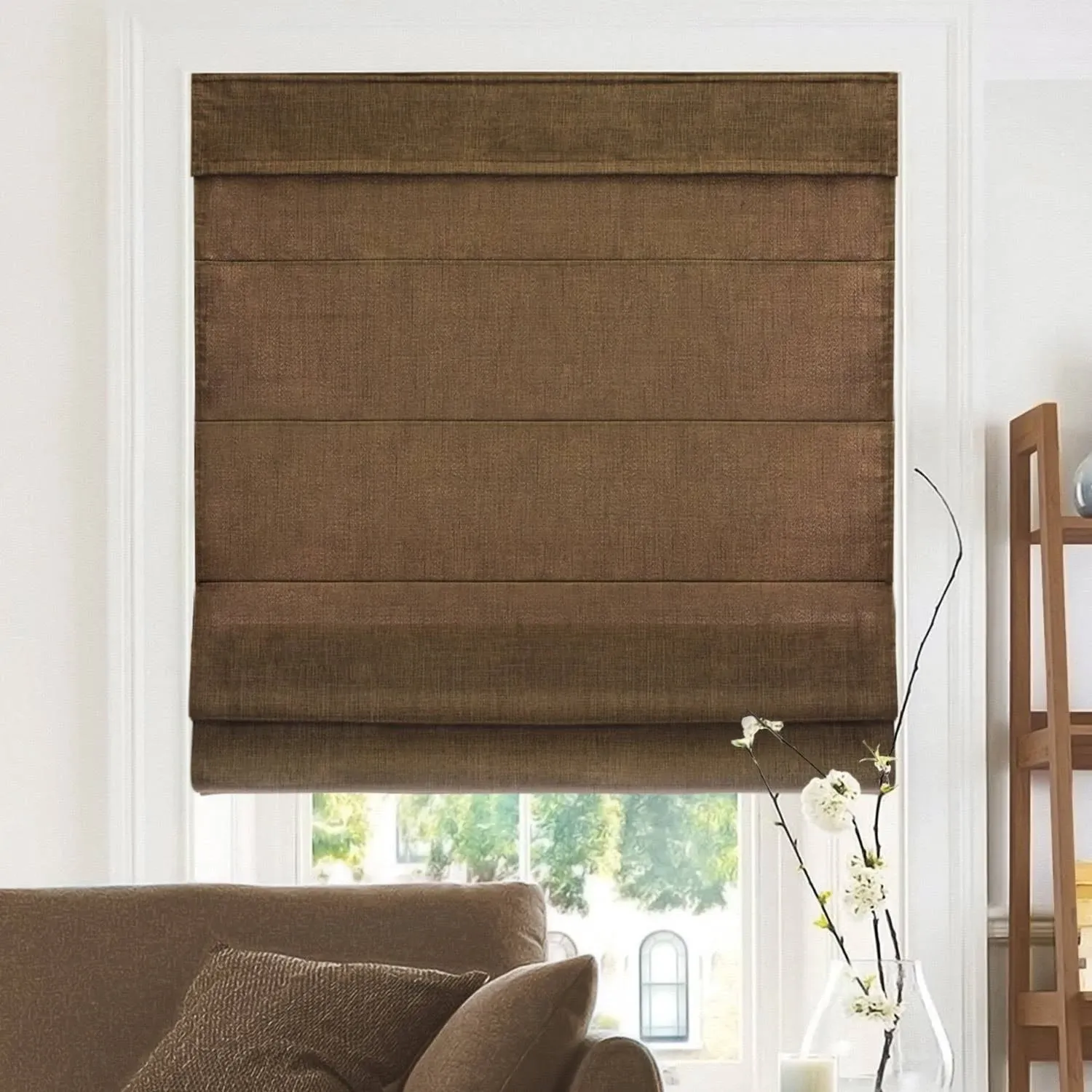 CHICOLOGY Roman Shades for Windows , Window Treatments , Roman Shades , Roman Window Shades , Room Darkening Shades , Window Shades , 48"W X 64"H , Belgian Chocolate (Privacy & Light Filtering)