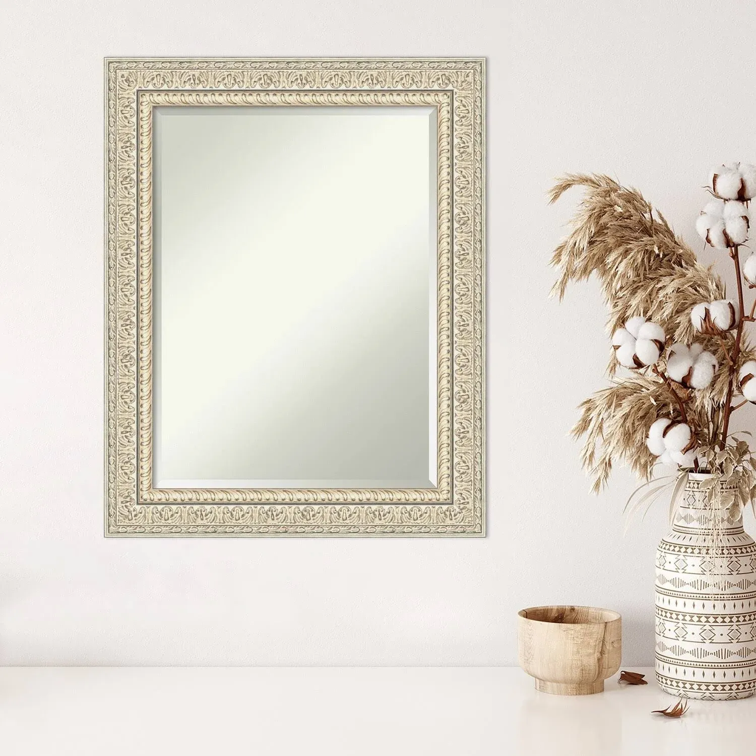 Amanti Art Fair Baroque Cream 24" x 30" Framed Wall Mirror