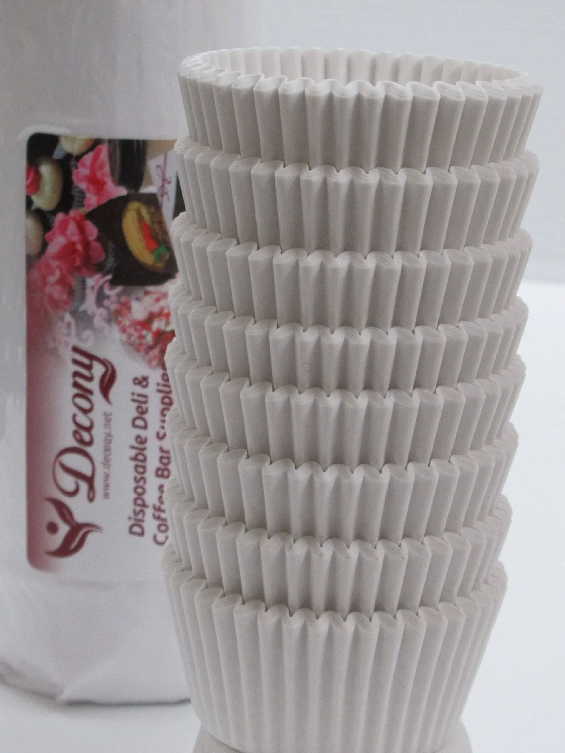 Decony White Standard Size Cupcake Paper Baking Cup Liners- 2'' x 1-1/4=4.5 -appx ...