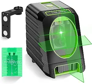 Self-leveling Laser Level - Huepar Box-1G 150ft/45m Outdoor Green Cross Line Laser Level with Vertical Beam Spread Covers of 150°, Selectable Laser Lines, 360° Magnetic Base and Battery Included