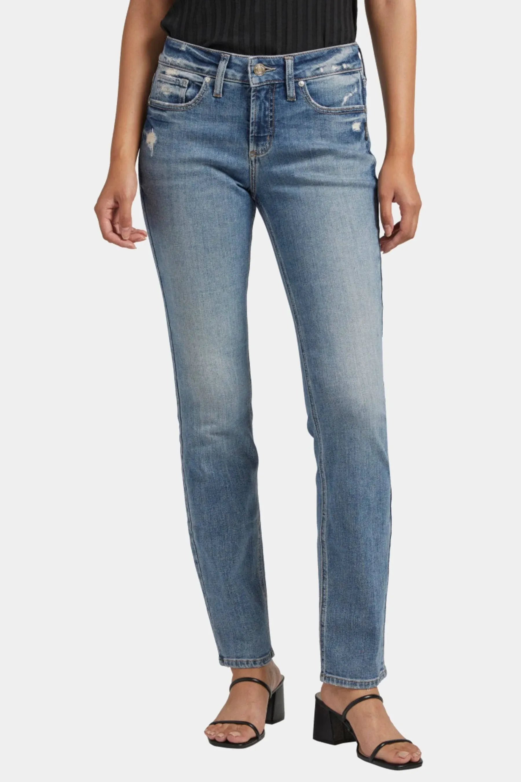 Silver Jeans Co. Women's Suki Mid Rise Straight Leg Jeans