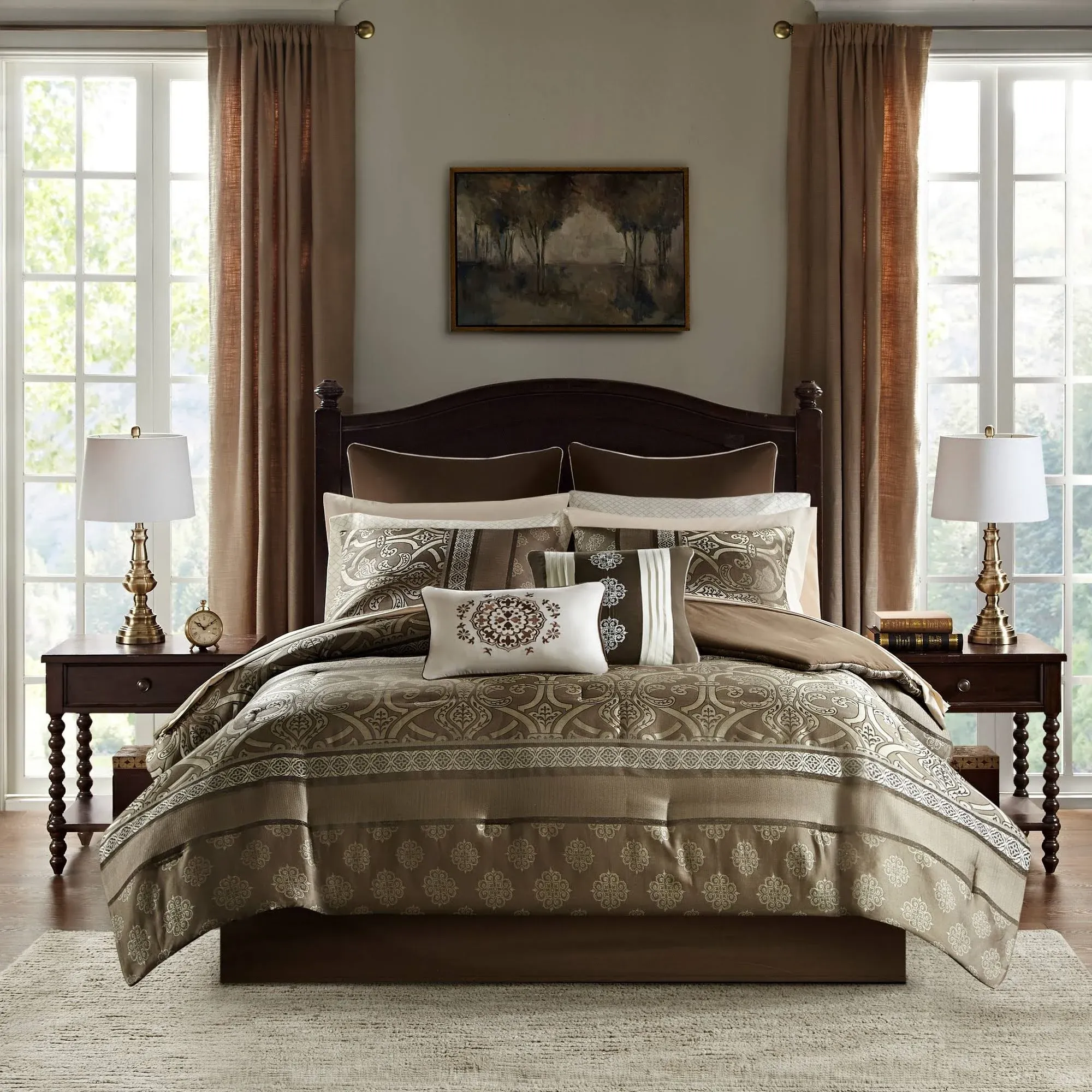 Madison Park Essentials - Zara 16 Piece Jacquard Complete Bedding Set with 2 ...