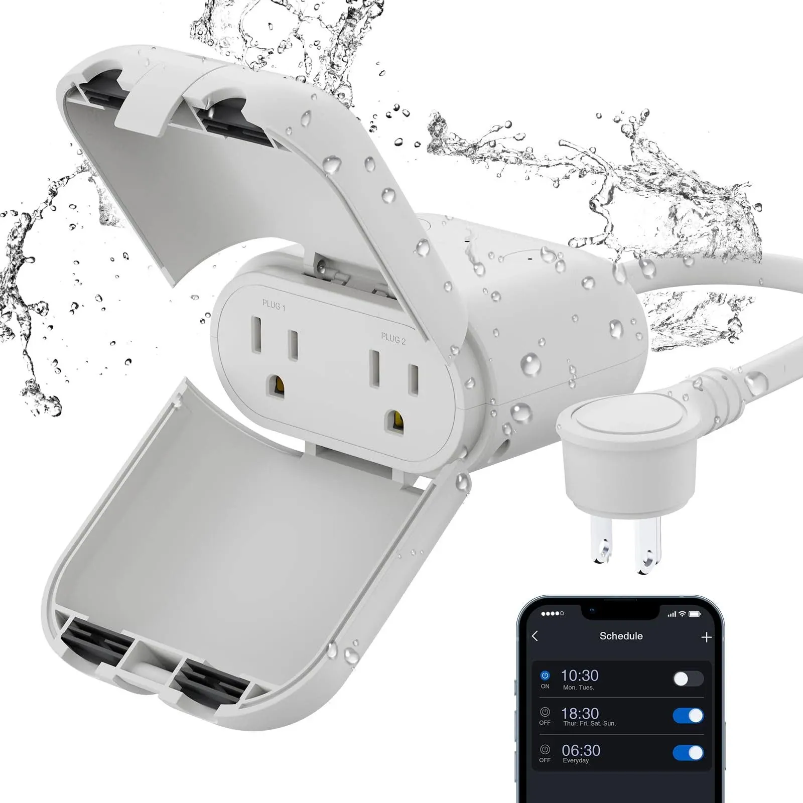 ELEGRP PQR20 Outdoor Smart Plug Waterproof IP66, Outdoor WiFi Plug with 2 ...