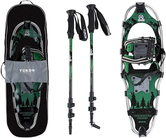 "Yukon Charlie's Advanced 8x25 Inch Men's Snowshoe Kit with Aluminum Poles & Bag"