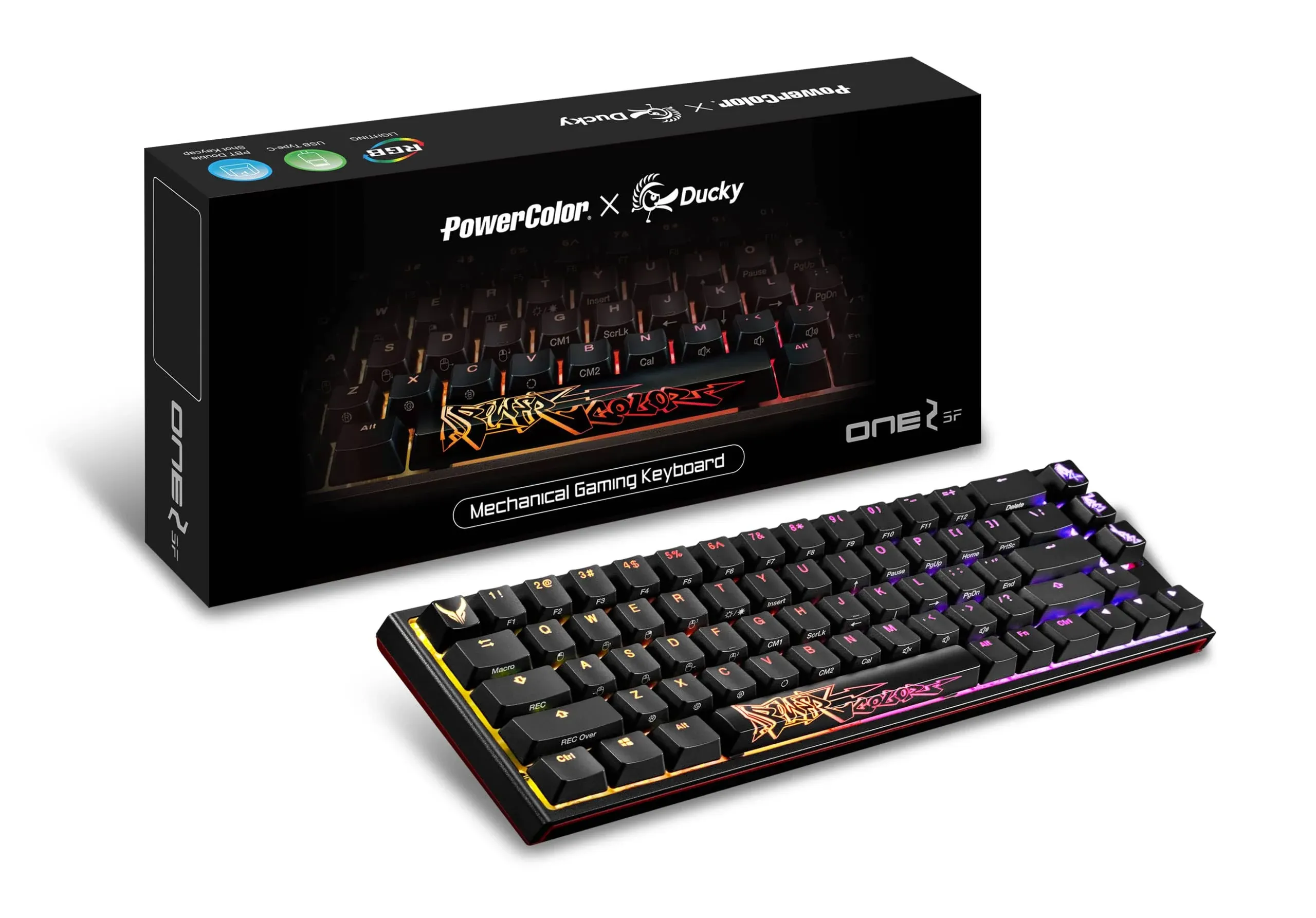 PowerColor x Ducky One 2 SF RGB Mechanical Keyboard (Black and Red)