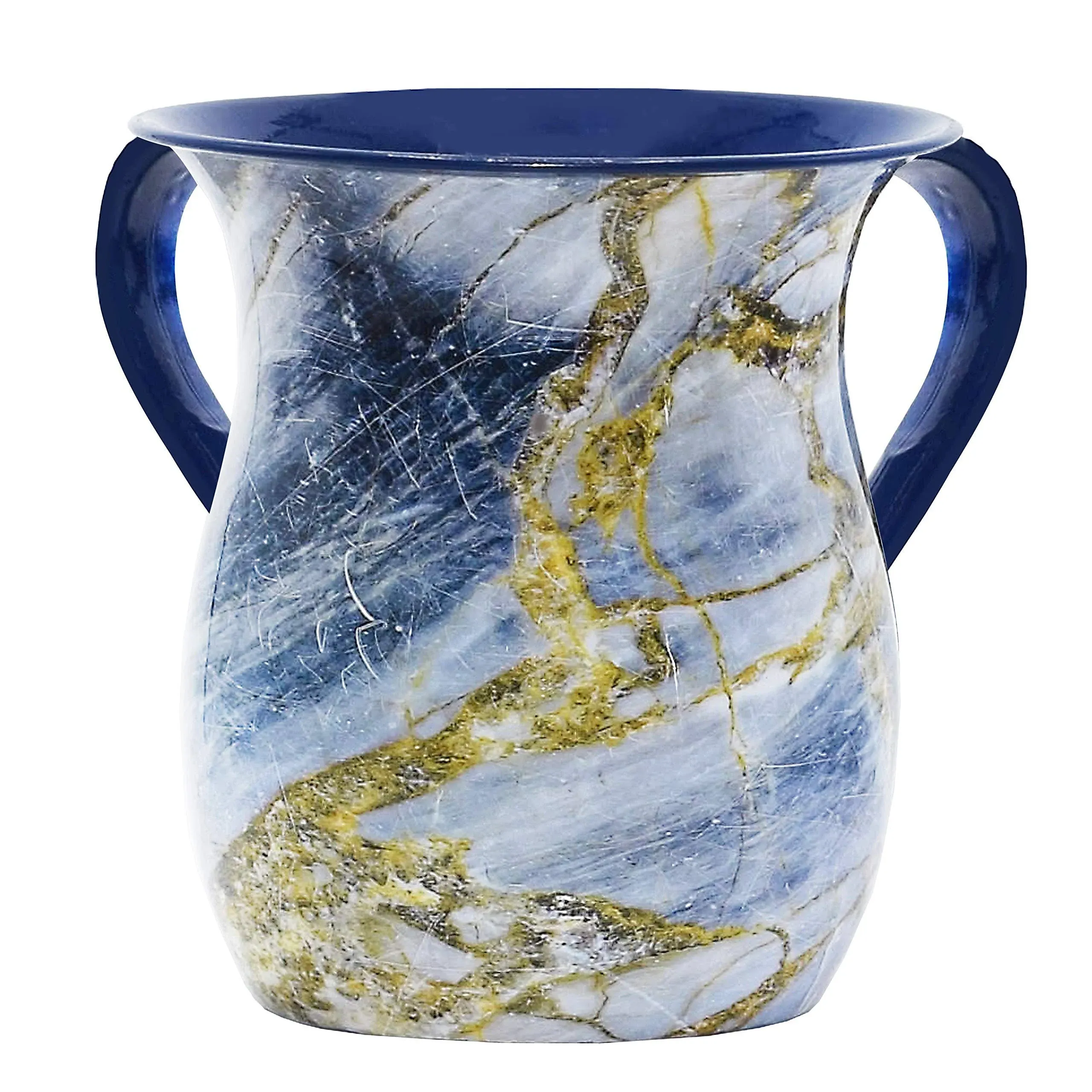 The Kosher Cook Stainless Steel Netilat Yadayim Cup – Blue and Gold Stone Painted ...