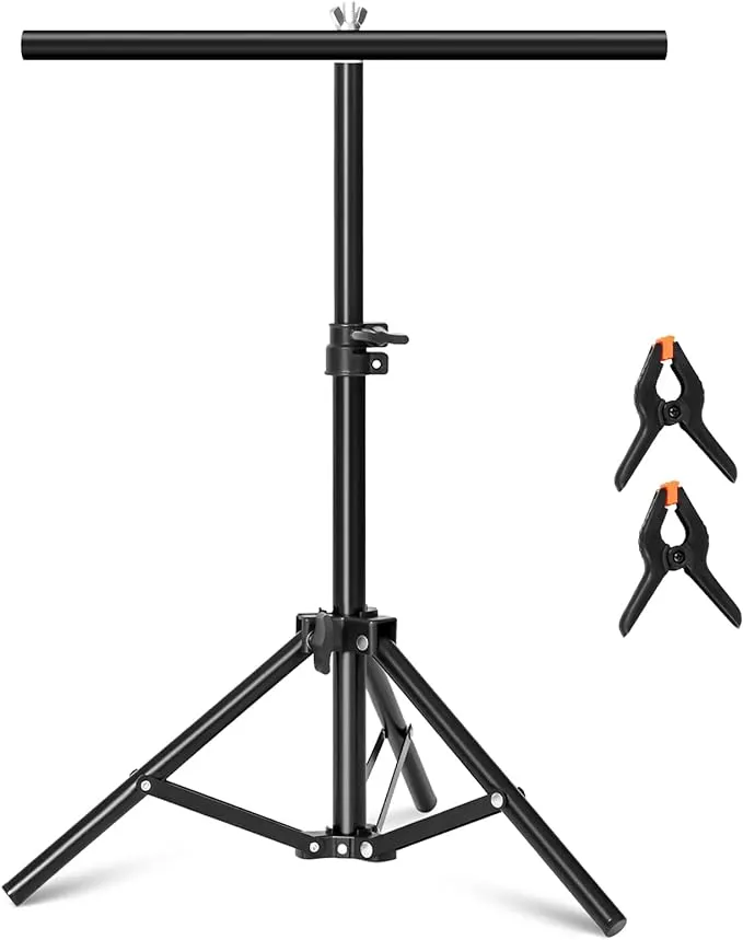 Selens Photography Backdrop Stand 30 Inches Small T Shape Support Light Stands Mini Holder for Photo Studio Tabletop Desktop Background Paper, T-Shape Background Support Stand Crossbar with 2 Clamps