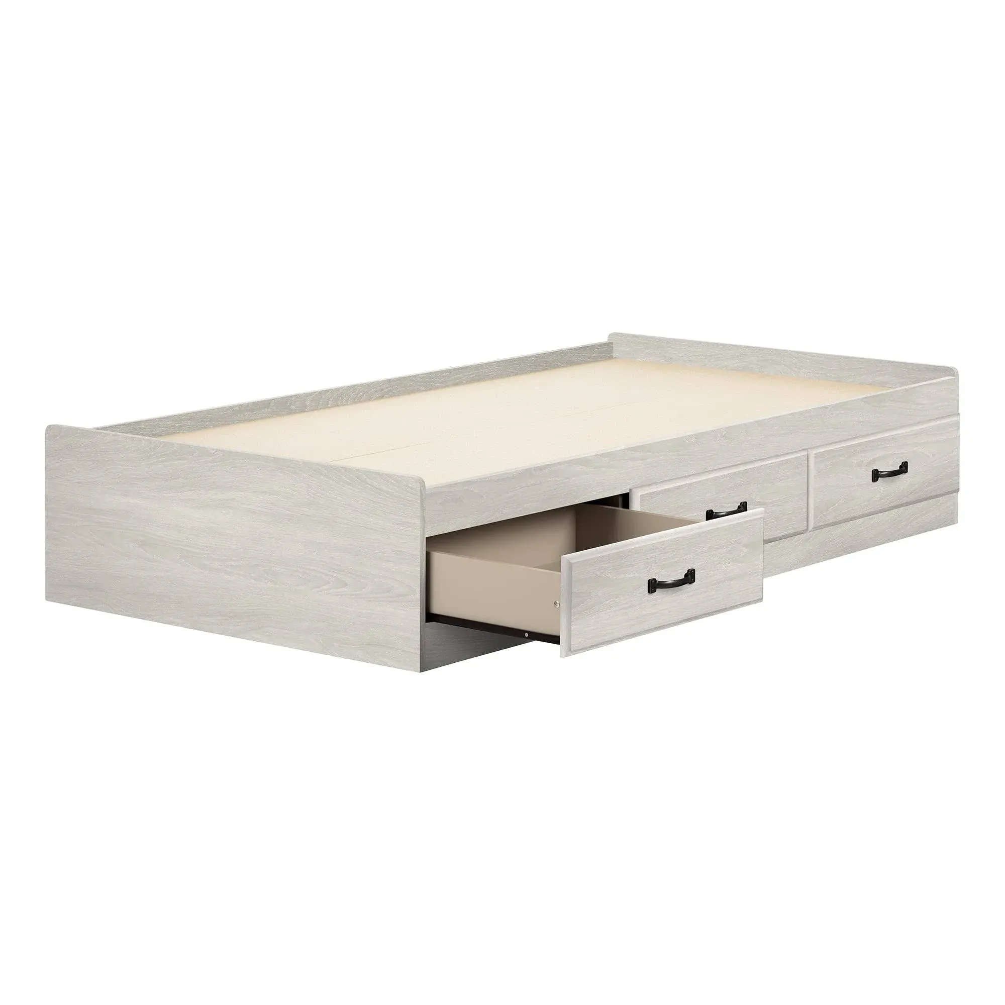 South Shore Ulysses Mates Bed with 3 Drawers Twin Winter Oak