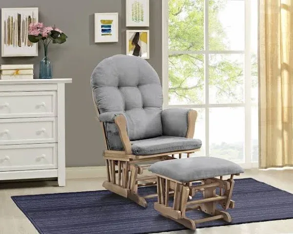 Windsor Glider and Ottoman Angel Line Upholstery: Gray, Color: Natural