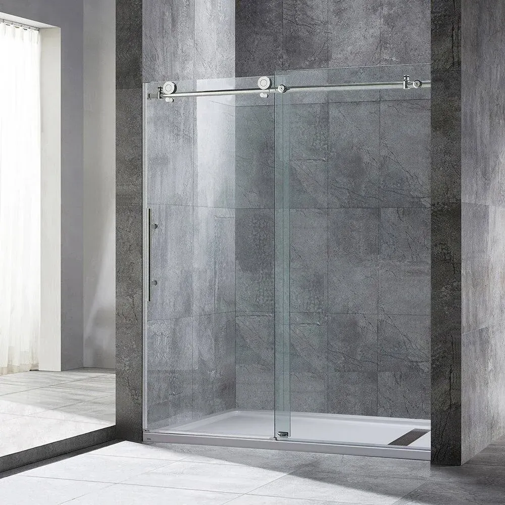 Woodbridge Frameless Shower Doors 56-60" Width x 76" Height with 3/8"(10mm) Clear Tempered Glass in Brushed Nickel Finish