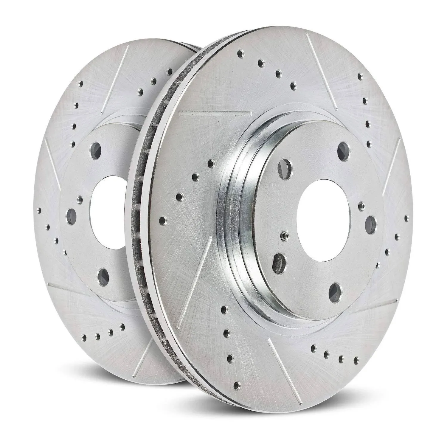 Disc Brake Rotor Set-Front Drilled, Slotted and Zinc Plated Brake Rotor Pair