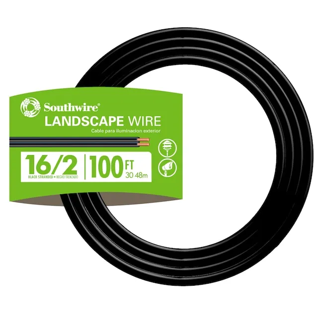 Southwire 55213143 16/2 Low Voltage Lighting Cable, 100-Feet, 100', Black