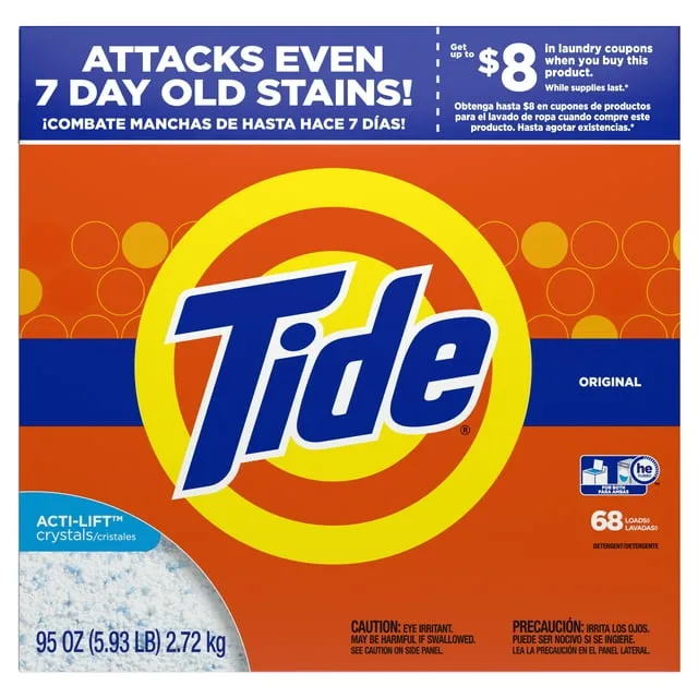 Tide Powder Laundry Detergent, Original, 68 Loads - 95 oz box