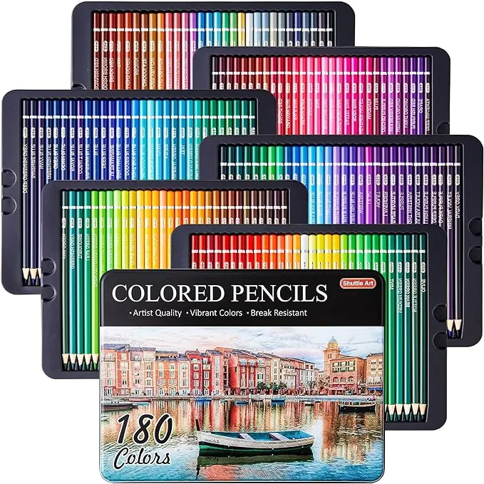 180 Colored Pencils, Soft Core Coloring Pencils Set with 4 Sharpeners, Professio