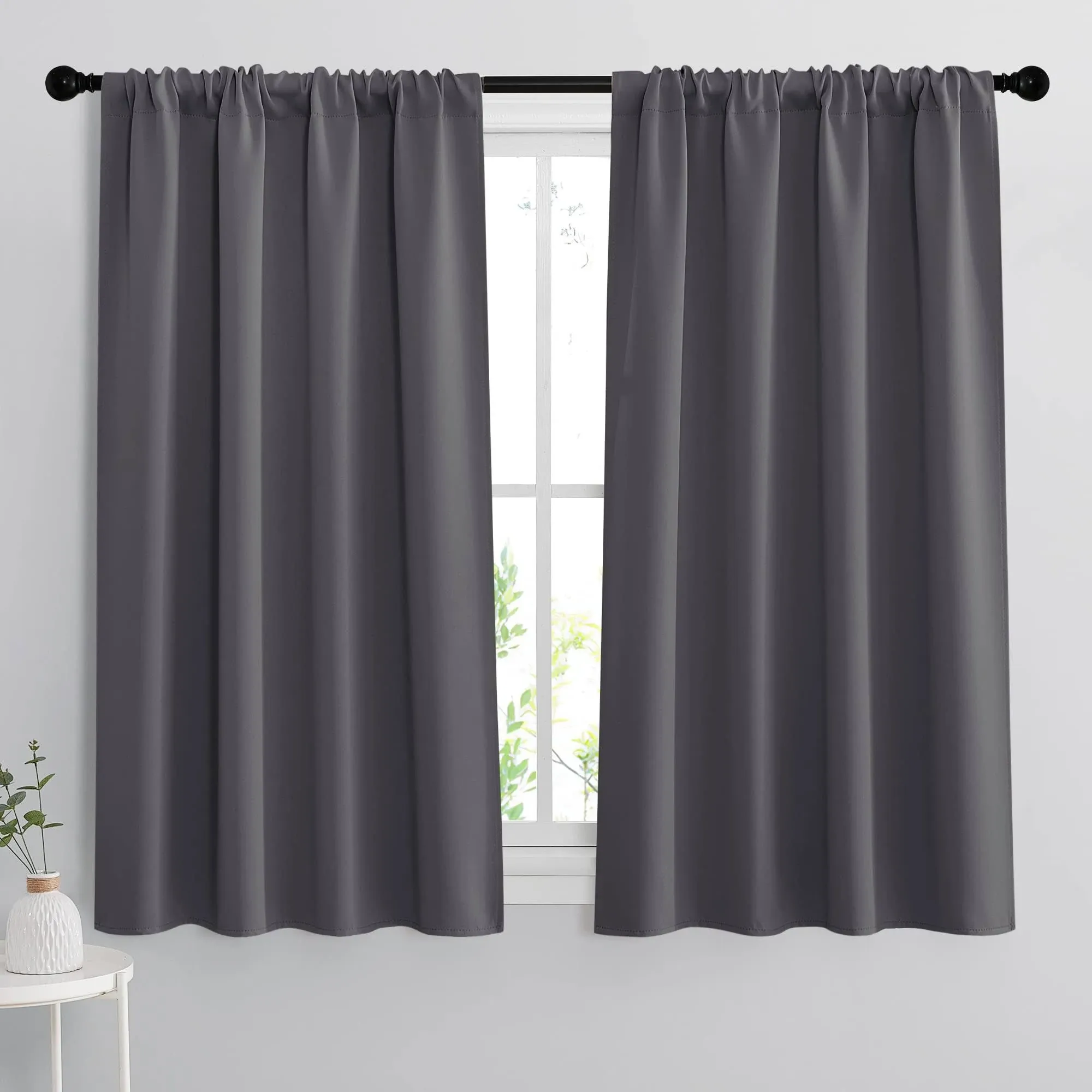 Grey Blackout Curtain Thermal Insulated Noise Reducing Energy Efficiency Window 