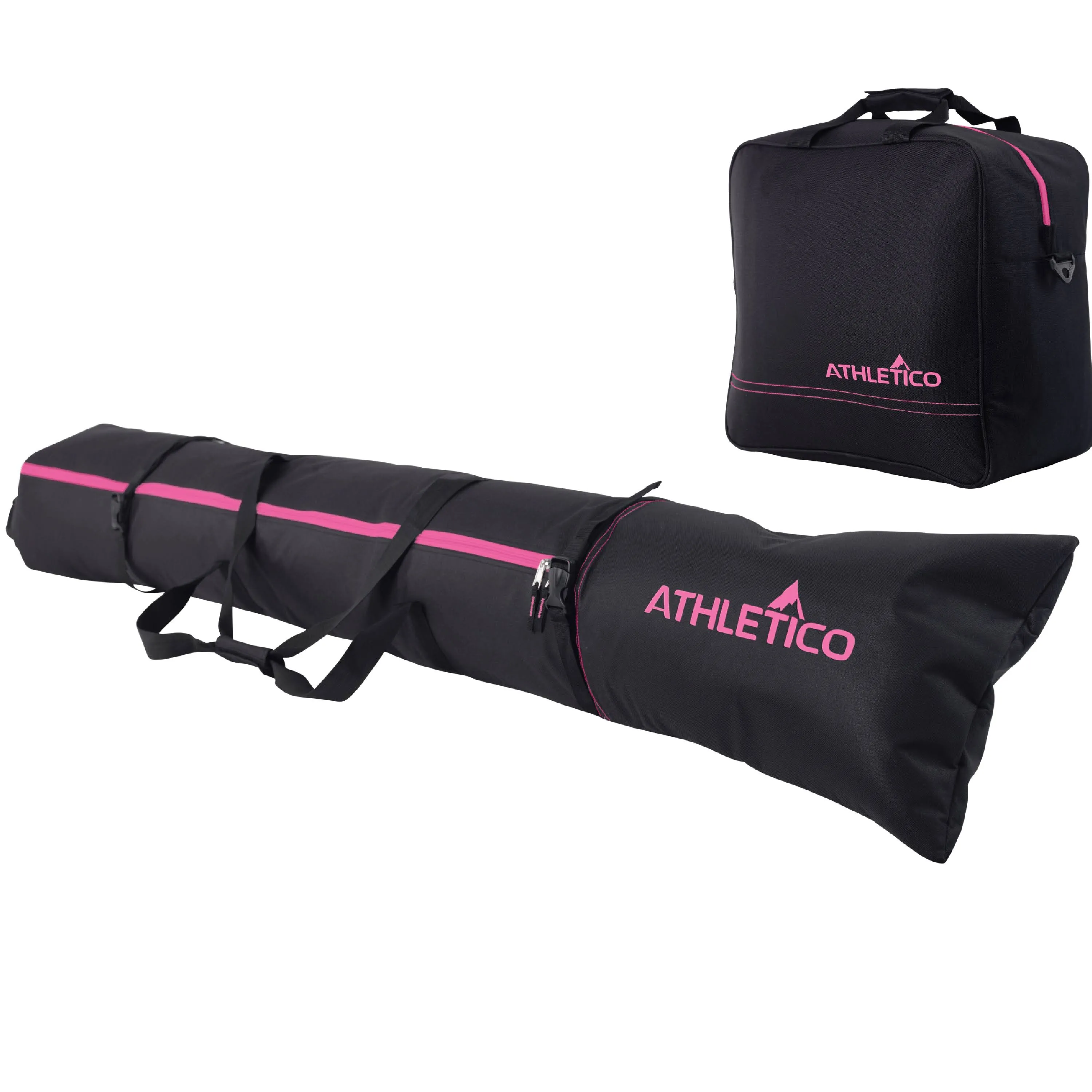 Athletico Padded Two-Piece Ski and Boot Bag Combo | Store & Transport Skis Up to 200 CM and Boots Up To Size 13 | Includes 1 Padded Ski Bag & 1 Padded Ski Boot Bag