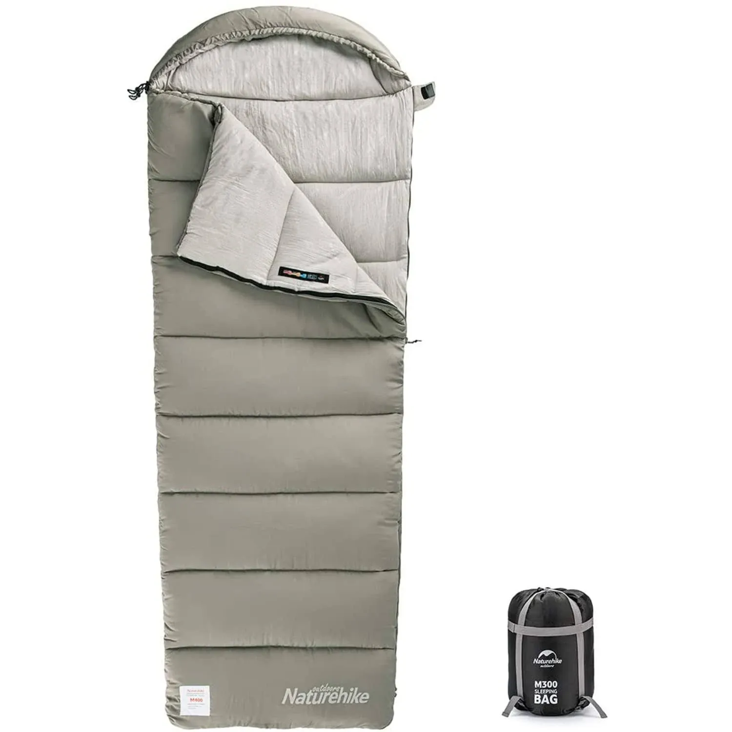 Naturehike Comfortable Cotton Sleeping Bag with Hood (Green, M300)