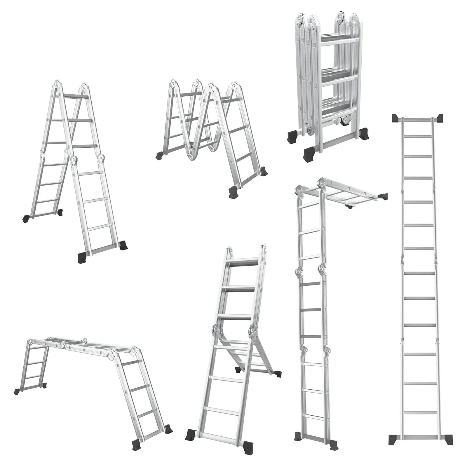 7-In-1 12 Ft Tall Folding Step Ladder, Max Load 330 Lbs, Lightweight Multi-Purpo