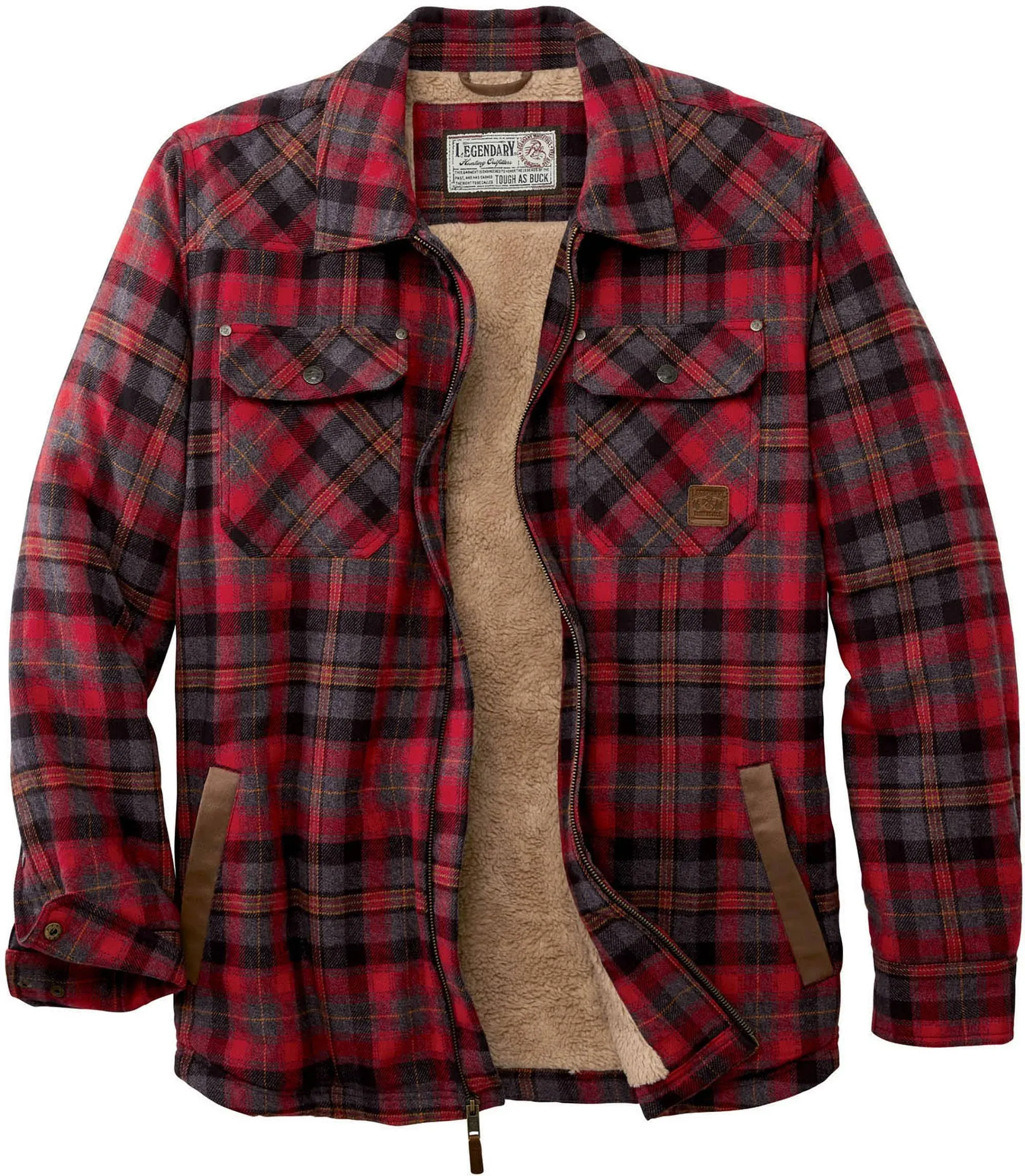 Legendary Whitetails Men's Tough As Buck Sherpa Lined Flannel Shirt Jacket