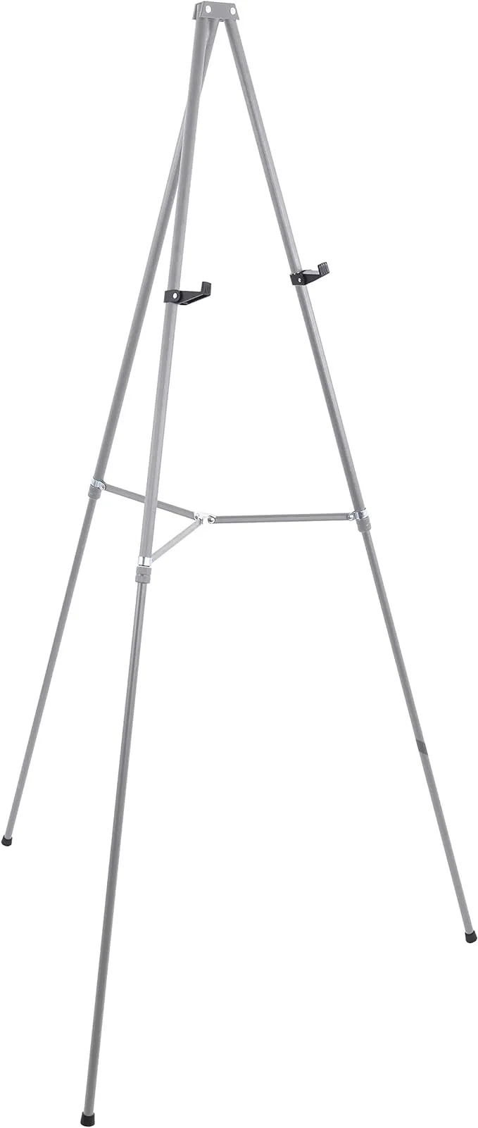 U.S. Art Supply 66" High Gallery Silver Aluminum Display Easel and Presentation Stand - Large Adjustable Height Portable Tripod, Holds 25 lbs - Floor and Tabletop, Display Paintings, Signs, Posters