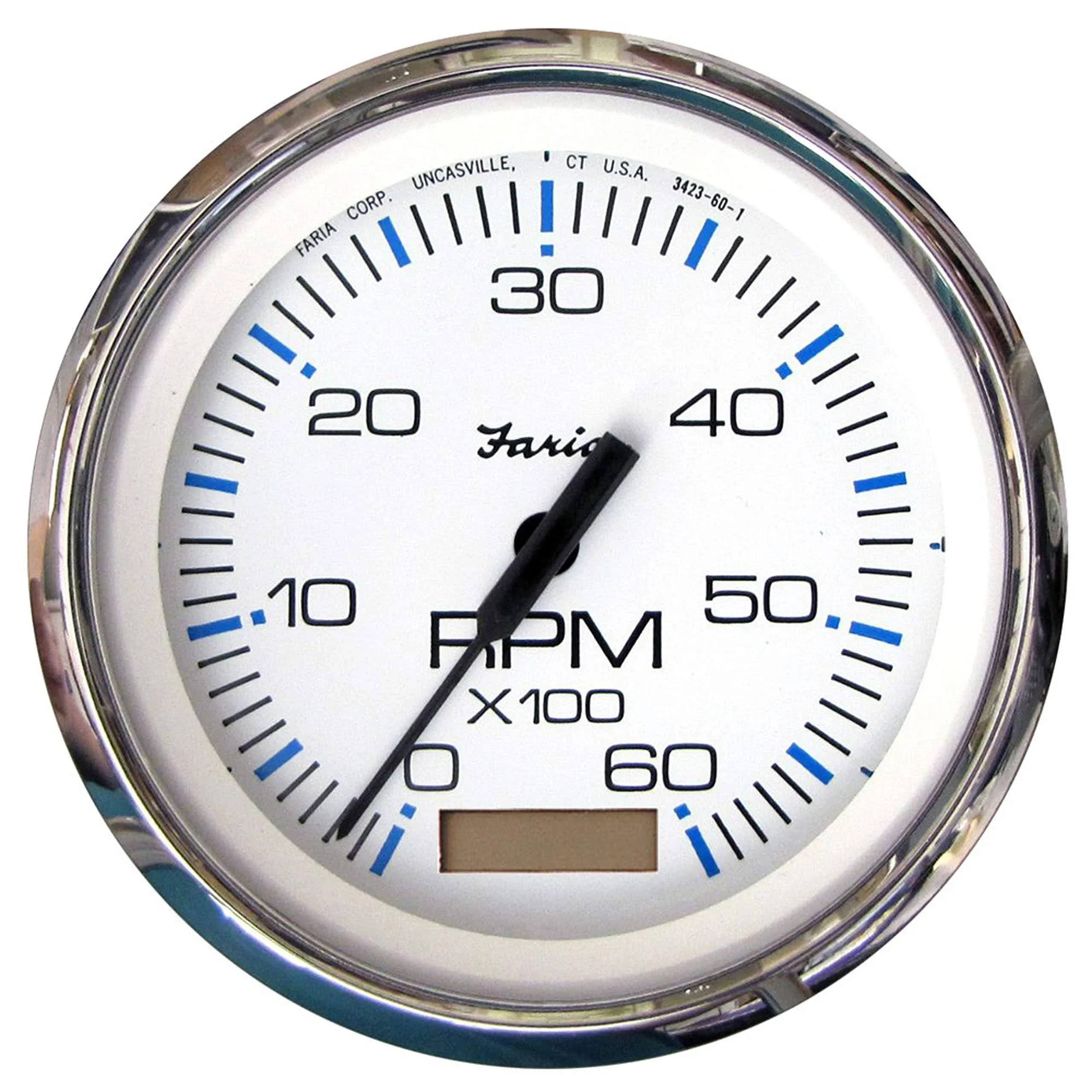 Faria Beede Instruments 33840 Faria Chesapeake White Ss 4" Tachometer W/hourmeter - 7,000 Rpm gas - Outboard