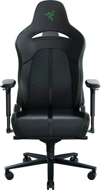 Razer Enki Gaming Chair: All-Day Comfort - Built-in Lumbar Arch - Optimized Cushion Density - Dual-Textured, Eco-Friendly Synthetic Leather - Reactive Seat Tilt & 152-Degree Recline - Black/Green