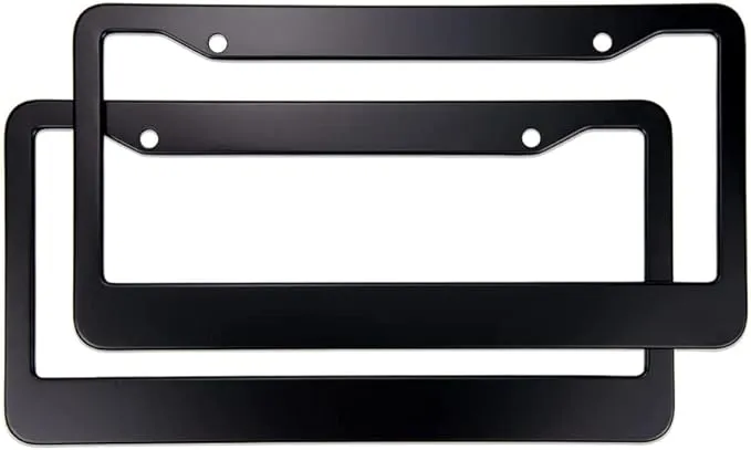 License Plate Frames Black Matte Aluminum License Plate Frames with Screw Caps