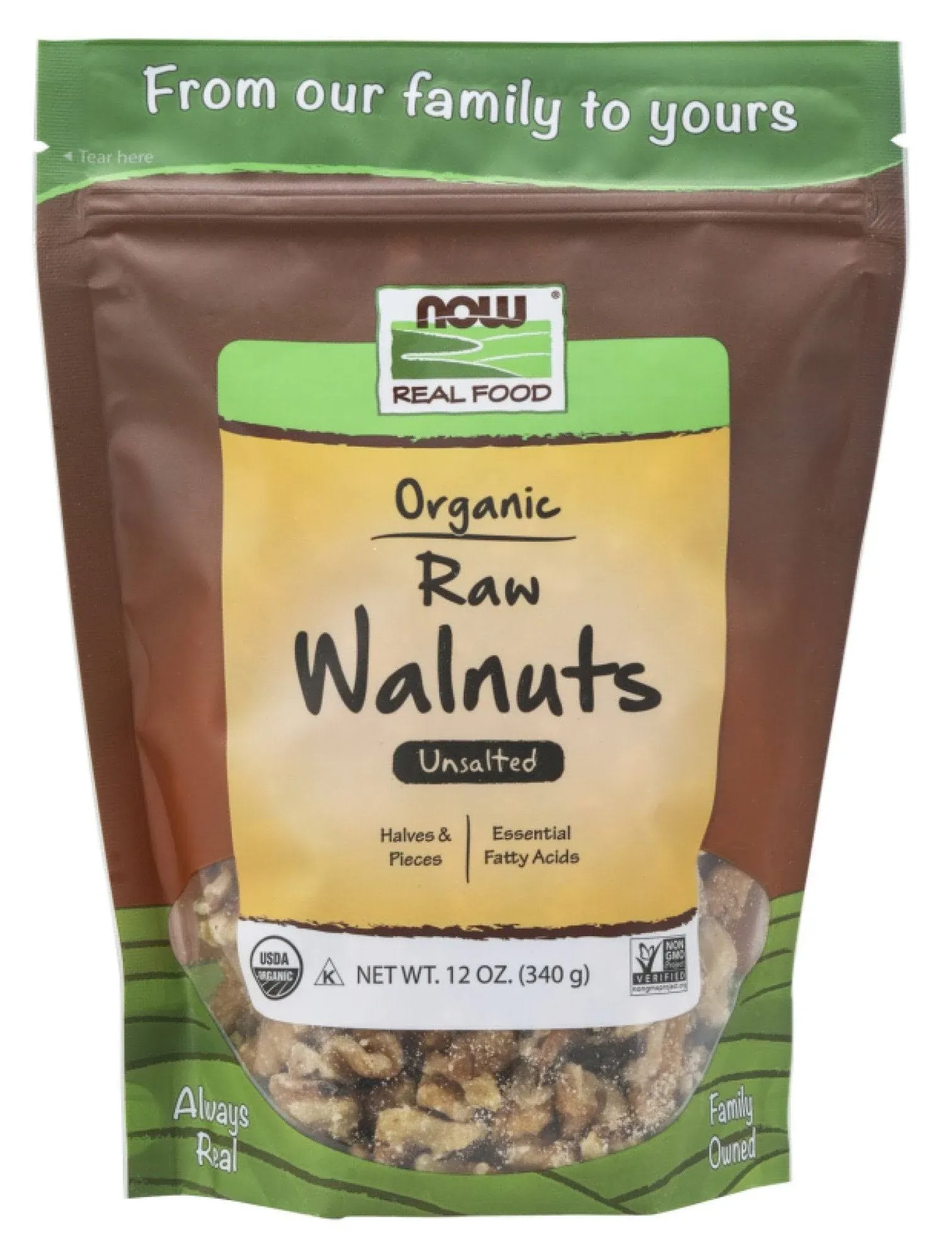 Now Foods, Certified Organic Raw Walnuts, 12 oz