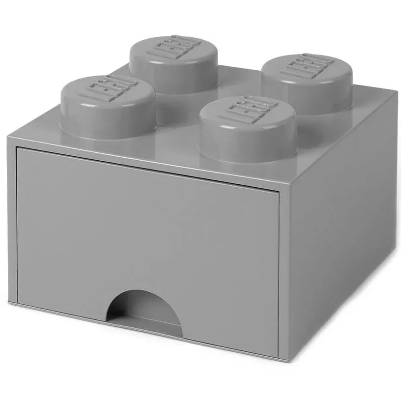 LEGO Storage 4 Knob Brick - 1 Drawer (Medium Stone Grey)