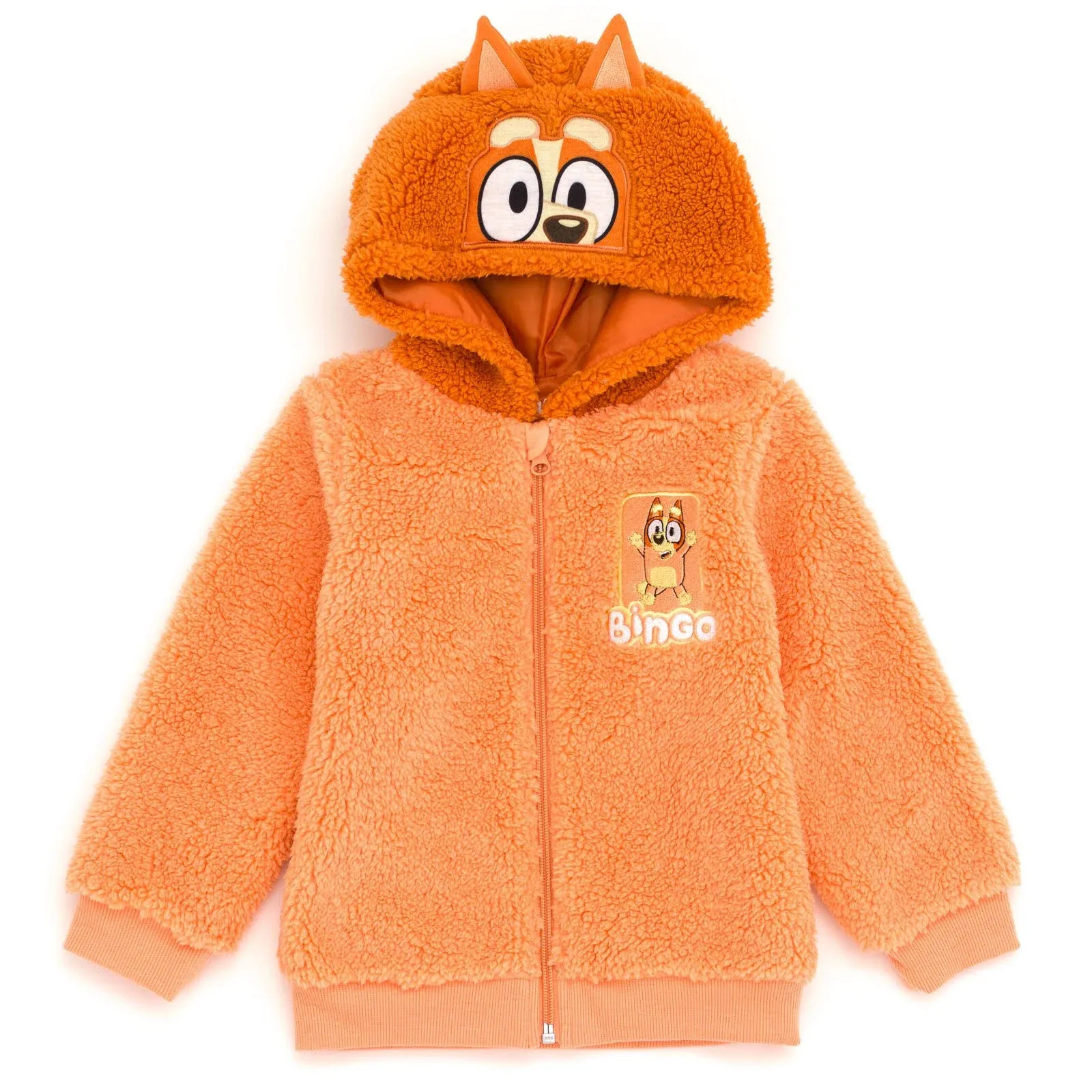 Bluey Bingo Toddler Boys Cozy Sherpa Zip Up Cosplay Hoodie Orange 5T, Toddler Boy's