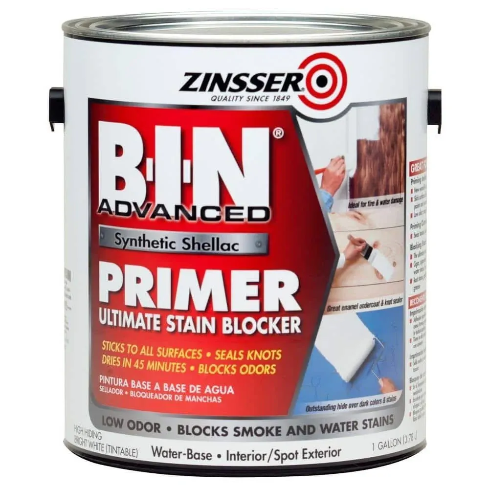 Rust-Oleum 270976 White Zinsser B-I-N Advanced Synthetic Shellac Primer, 1 Gal Can (Pack of 2)