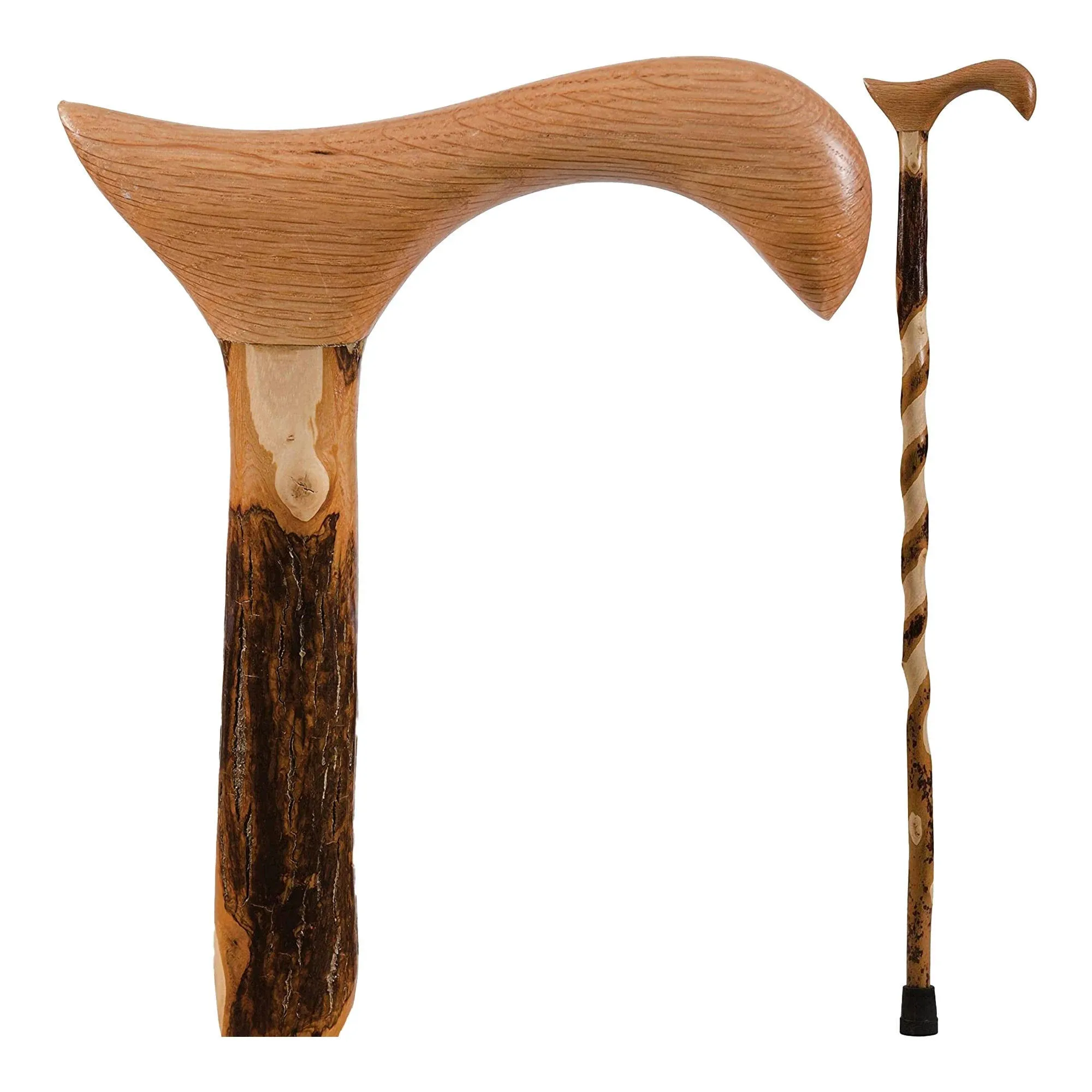 Brazos Handcrafted Wood Walking Cane, Twisted Oak, Derby Style Handle, for Men & Women, Made in the USA, Flint, 37"