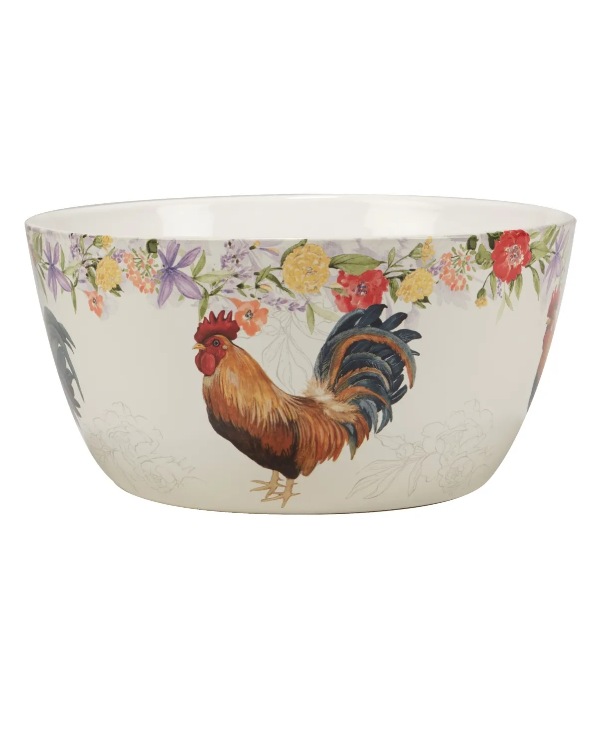 Floral Rooster Deep Bowl