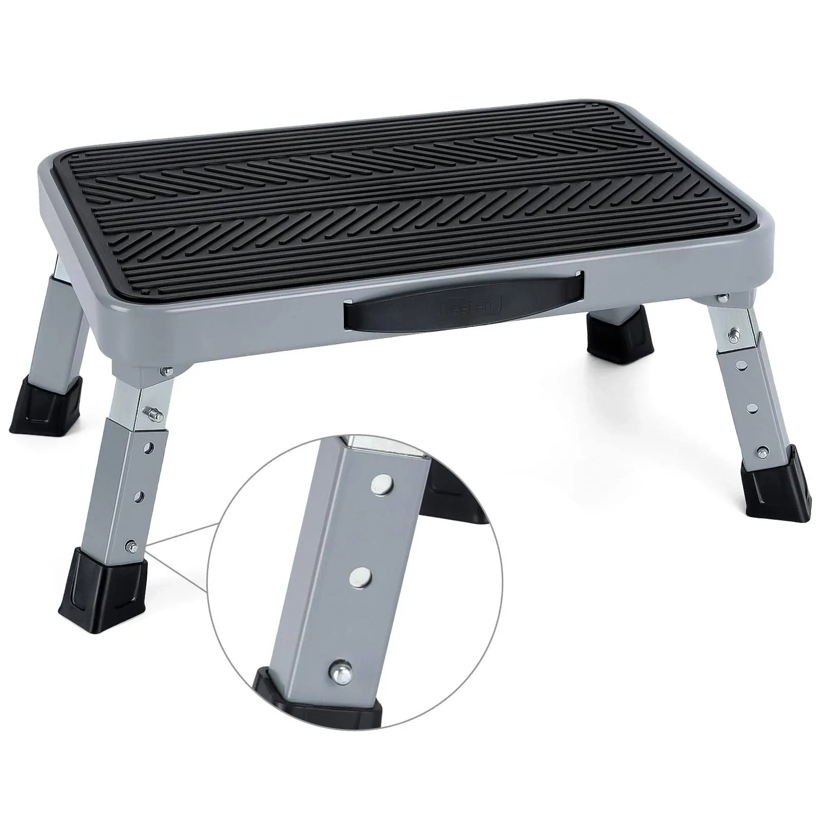 Height-Adjusta<wbr/>ble 7&#034;- 9&#034; Folding Step Stool with Non-Slip Platform 10&#034; X 15&#034; - P