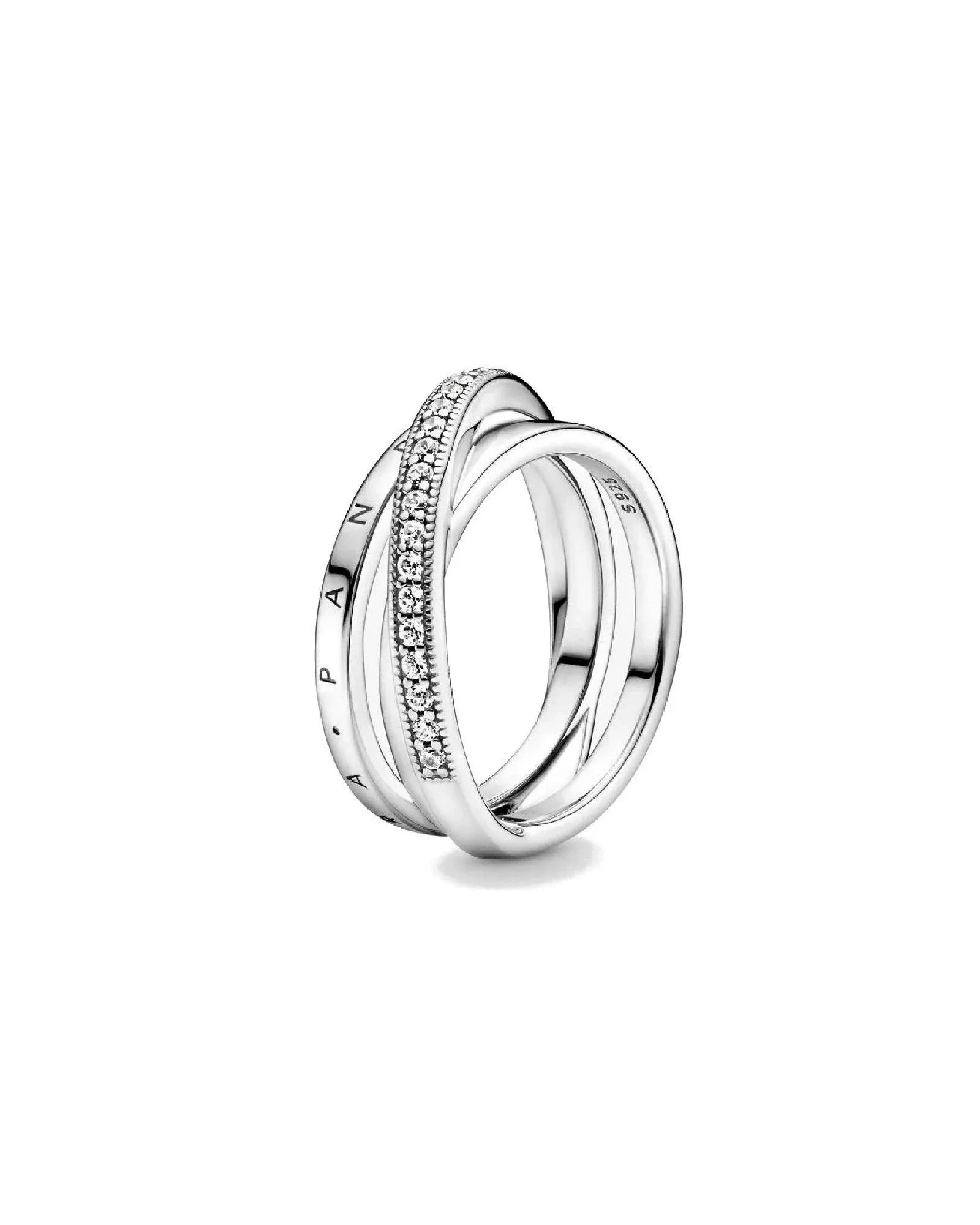 Pandora Crossover Pave Triple Band Ring