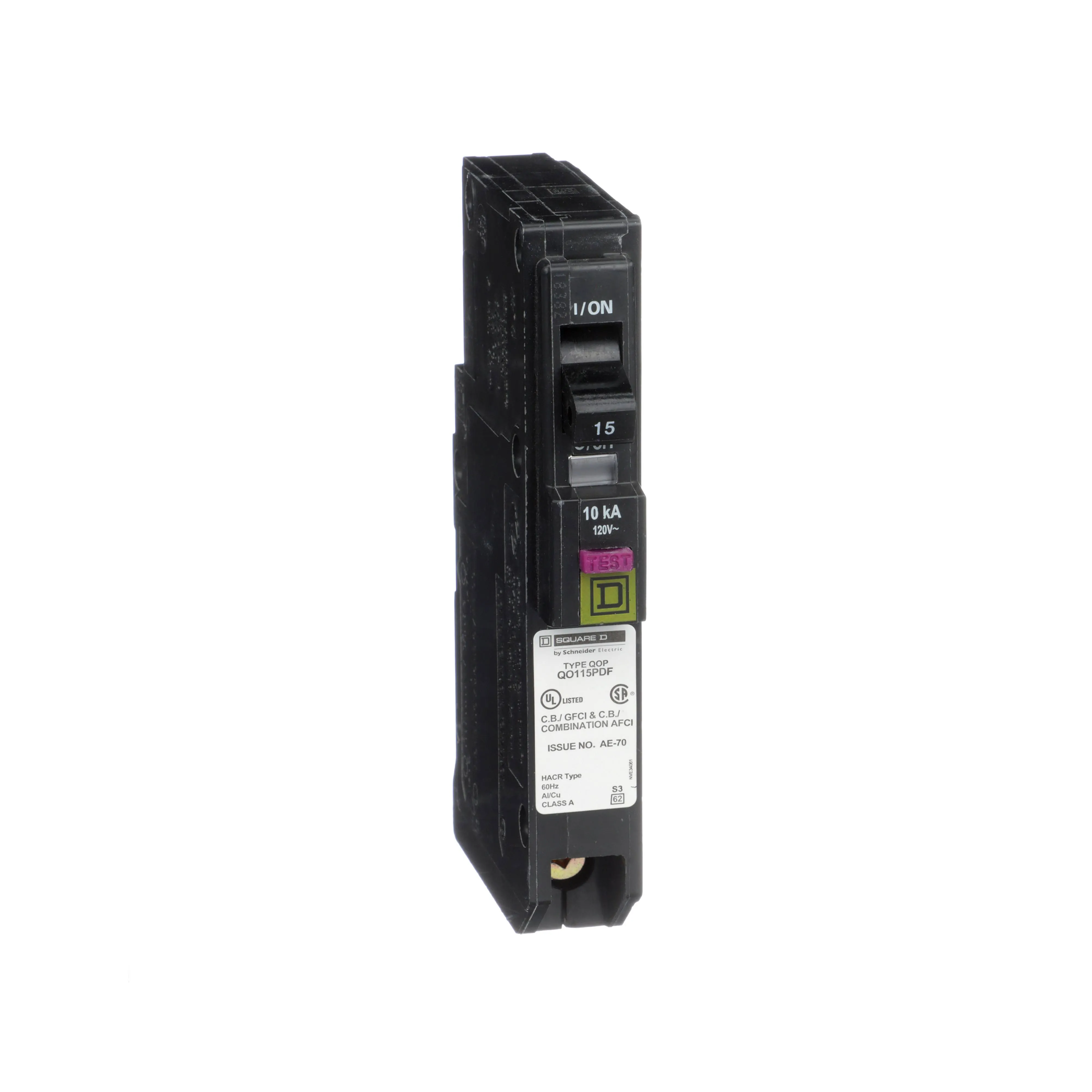 Square-D QO115PDFC Single Pole Circuit Breaker, QO, 15A