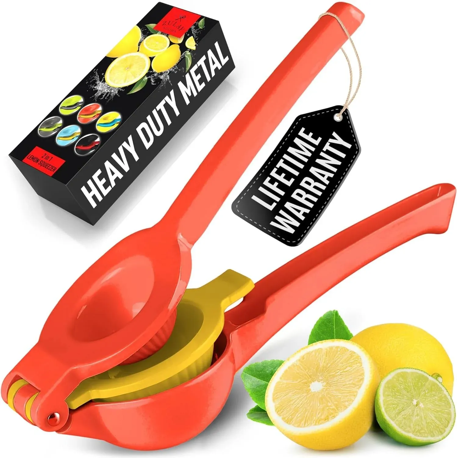 Zulay Kitchen 2-in-1 Lemon Lime Squeezer Red & Yellow