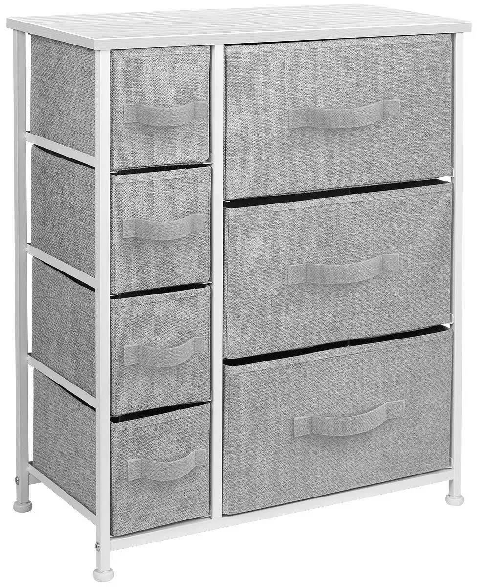 Sorbus Dresser with 7 Drawers - Chest Organizer Tower Unit with Steel Frame, Wood Top, Easy Pull Fabric Bins - Storage Furniture for Bedroom, Hallway, Closet & Office Organization