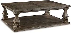 Signature Design by Ashley Johnelle Farmhouse Coffee Table with Weathered Gray Finish, Gray