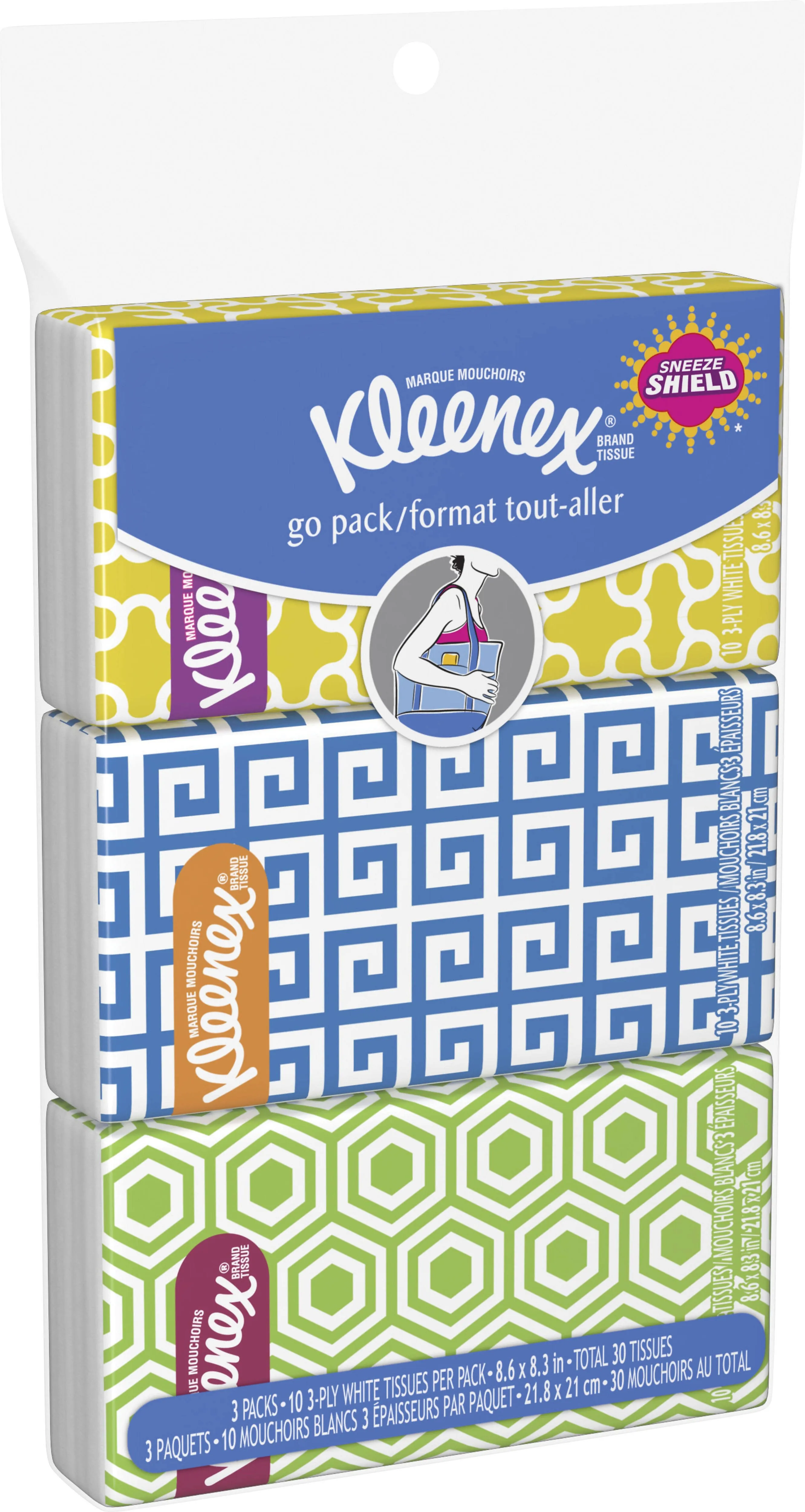 Kleenex On-the-Go Facial Tissues Travel Size Tissues, 3 pk.