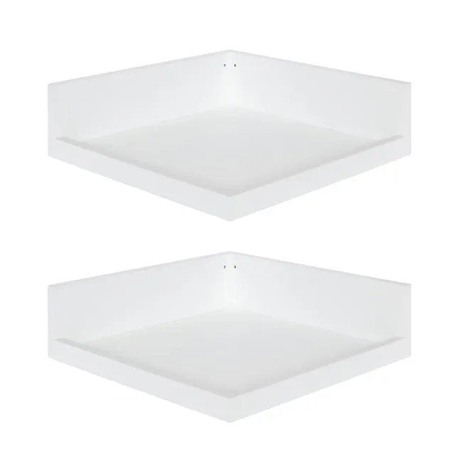 Kate and Laurel 12-in L x 12-in D x 3.5-in H White Wood Corner Square Floating Shelf (2 Shelves) Lowes.com