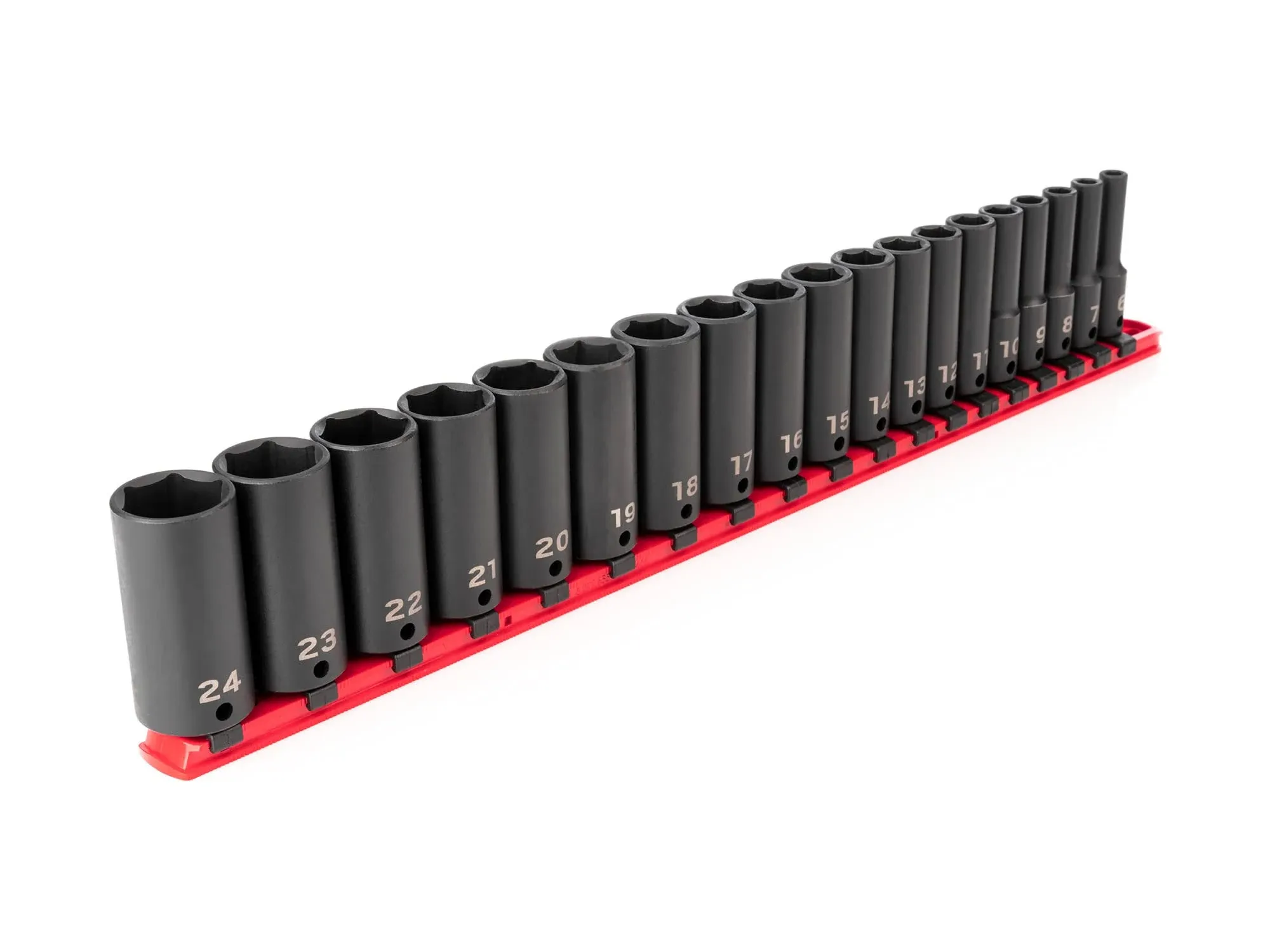 Tekton SID91107 3/8 in. Drive Deep 6-Point Impact Socket Set, 19-Piece (6 mm - 24 mm)