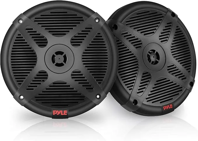 Pyle 6.5" Bluetooth Marine Speakers, Waterproof, 600 Watt, 2-Way Coaxial System - Black