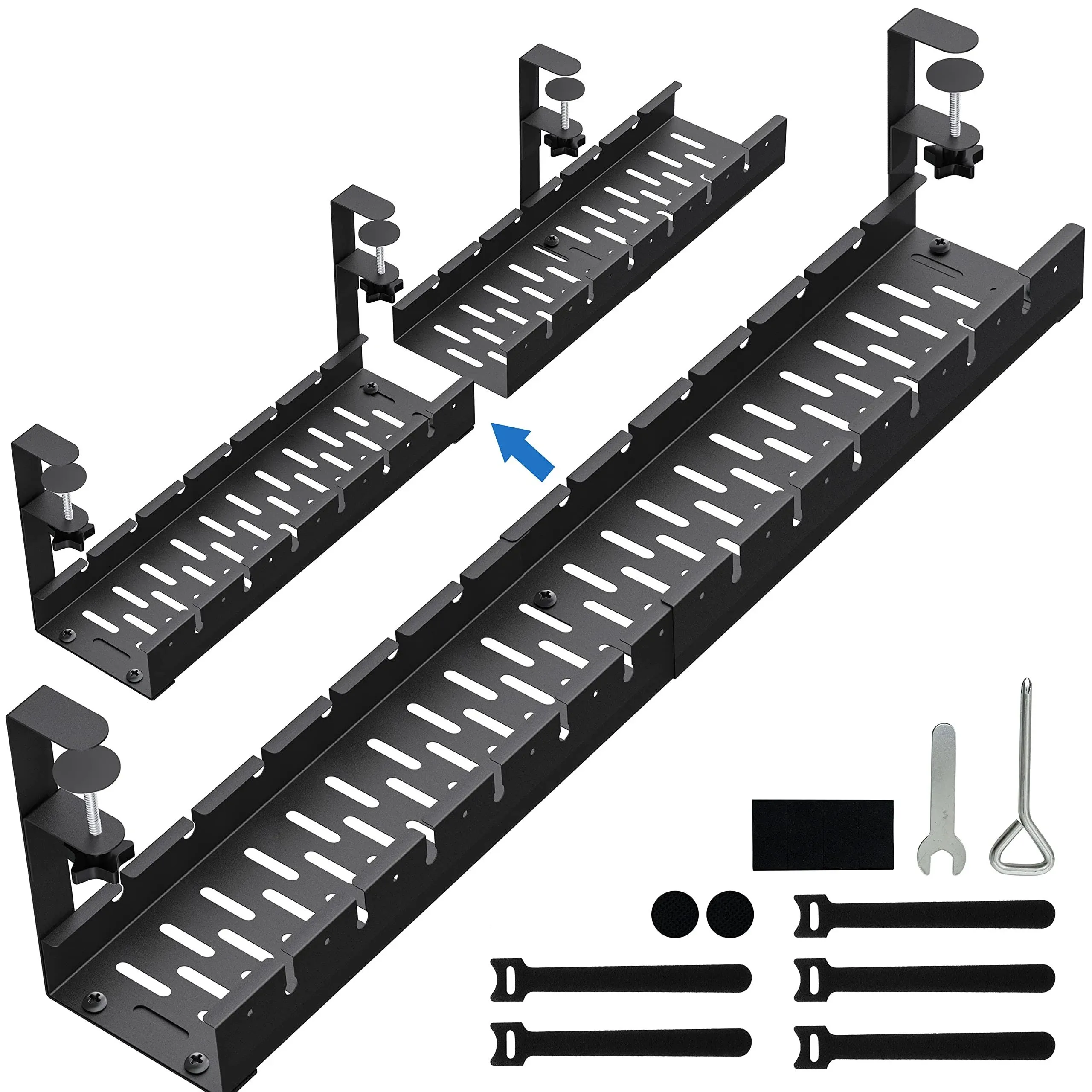 BIWIST No Drilling Extendable Under Desk Cable Management, Metal Cable Management ...