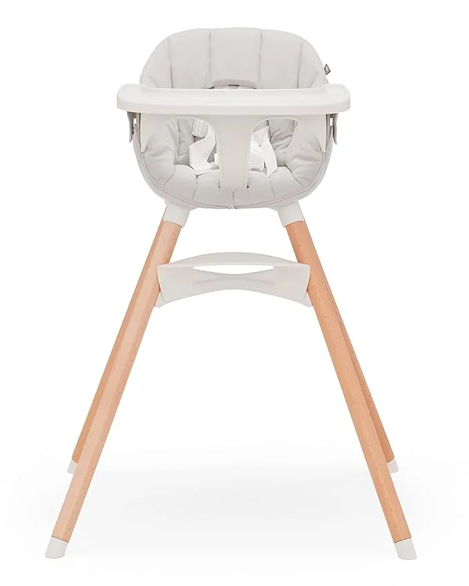 Lalo The Chair Convertible 3-in-1 High Chair - Wooden High Chair for Babies & Toddlers, Baby High Chair with Dishwasher Safe Tray, Adjustable Footrest & Machine Washable High Chair Cushion, Sage